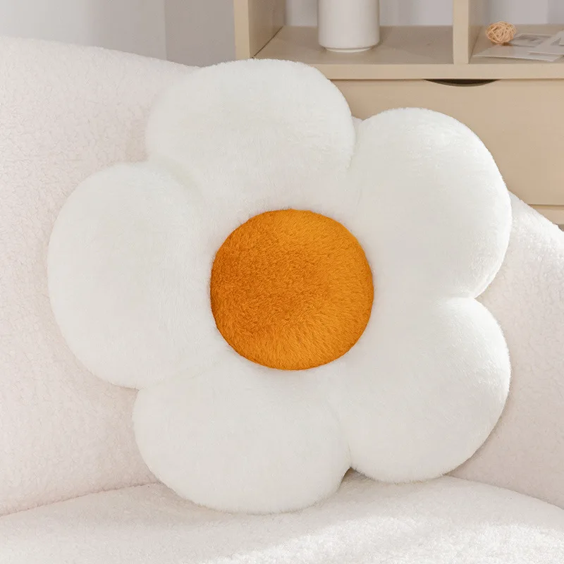 Children's plush pillow with sun petals cute flower cushion office cushion student gift multi-purpose Beige