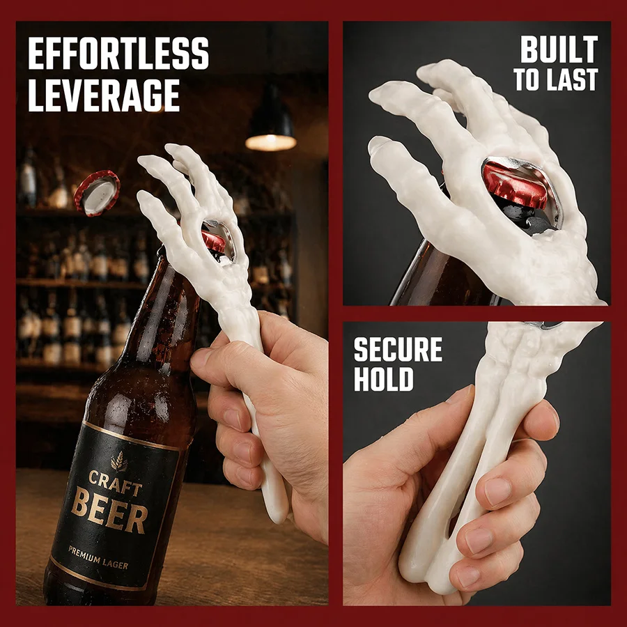 1pc Gothic Skeleton Hand Bottle Opener, Dark Vintage Bar Party Halloween Prank Gift, Spooky Decor