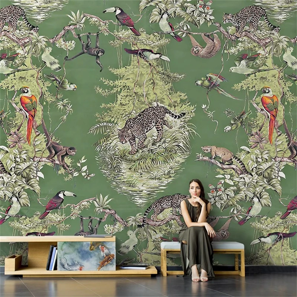 Custom papel de parede 3d Southeast Asia animal plant Mural wall papers Home Decor Living Room Bedroom Tapestry photo wallpaper