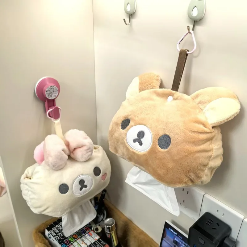 

Creative Cartoon Rilakkuma Plush Doll Tissue Box Napkin Holder Container Wet Tissue Paper Case Home Car Paper Storage Box Toys