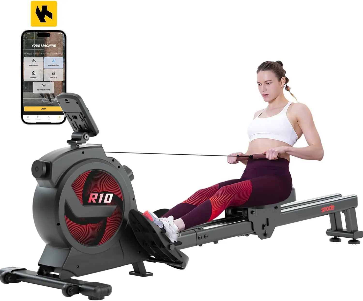 Rowing Machine for Home Use, Rower with LCD Monitor, Ergonomic Seat, Dual Rail, HIgh Weight Capacity