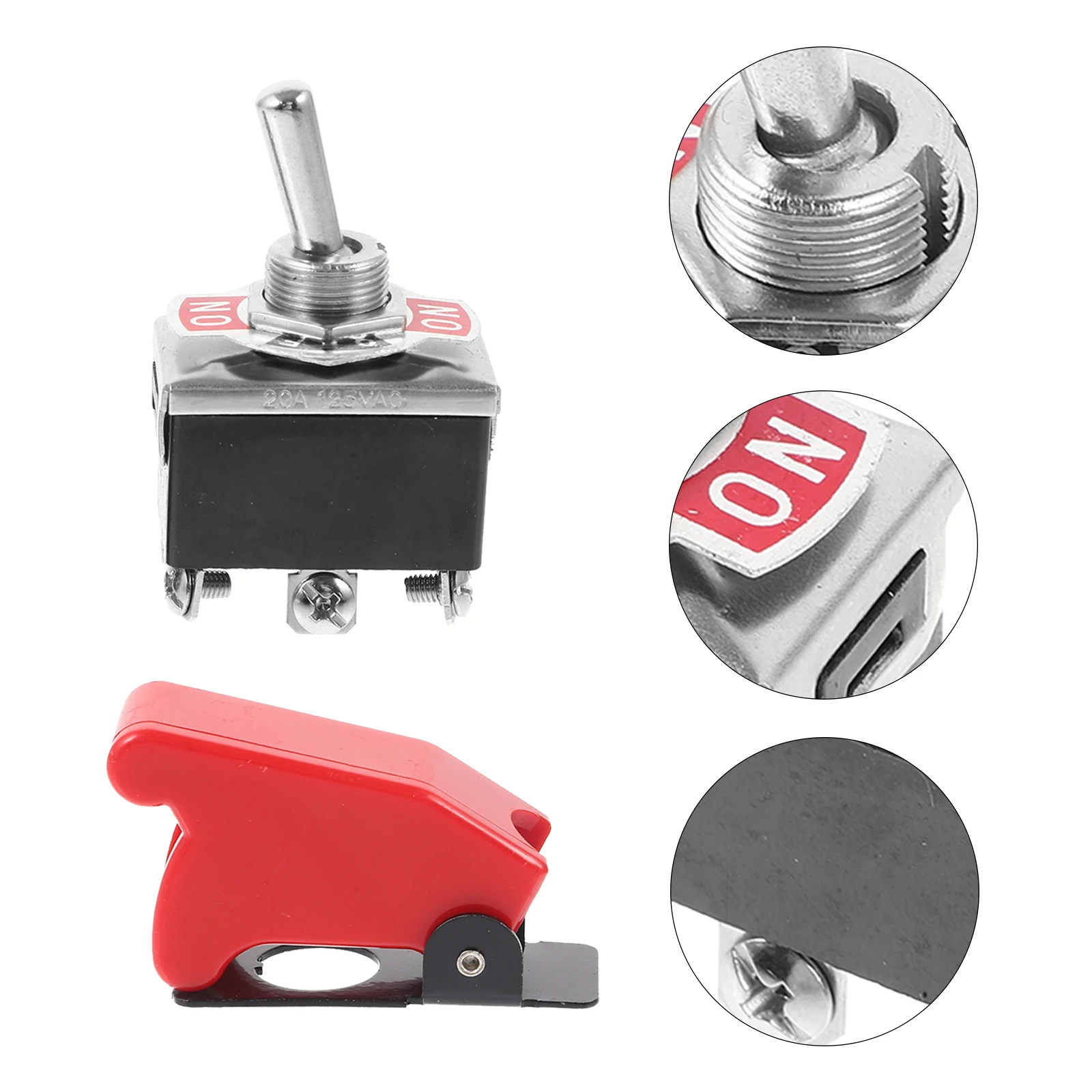 

Red Protective Cover Toggle Switch 203A Waterproof On Position 3 Way Durable Long Life Easy Install Chic Appearance