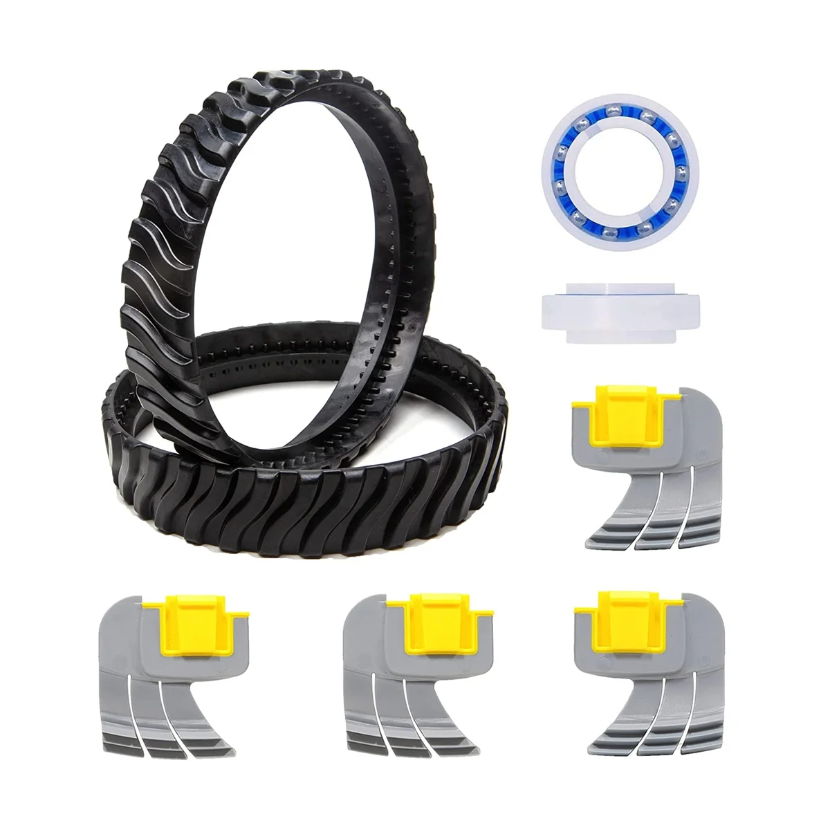 

2 Tire Track R0526100, 2 Engine Bearing C60, 4 Cyclonic Scrubbing Brush R0714400 for Zodiac MX8 MX6 Elite Pool Cleaners