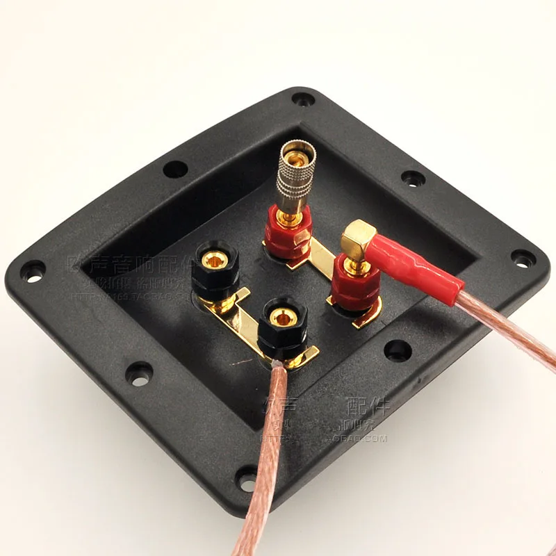2 pcs 309B Speaker Junction Box Four-Position Terminal Pure Copper Gold-Plated Wire Column Red and Black Plastic Column