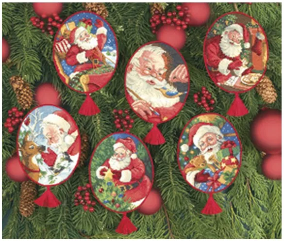 oneoom Top Quality Lovely Counted Cross Stitch Kit Ornament Santa Father Gift Christmas Tree Ornaments Dim 08755