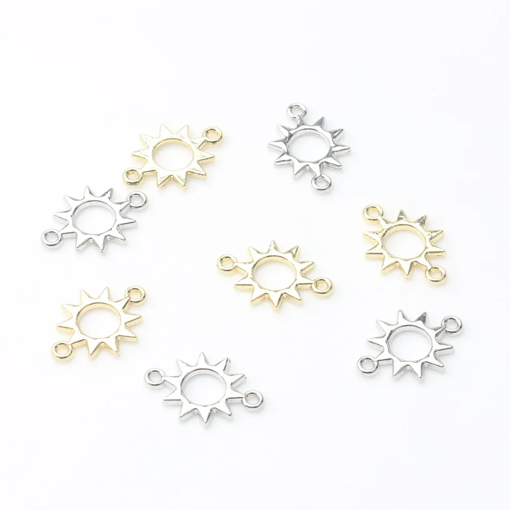 10pcs Handmade Silvery Golden Color Pendant Charms Sun Hollow Bracelet Necklace Earrings Connectors Diy Jewelry Making Findings