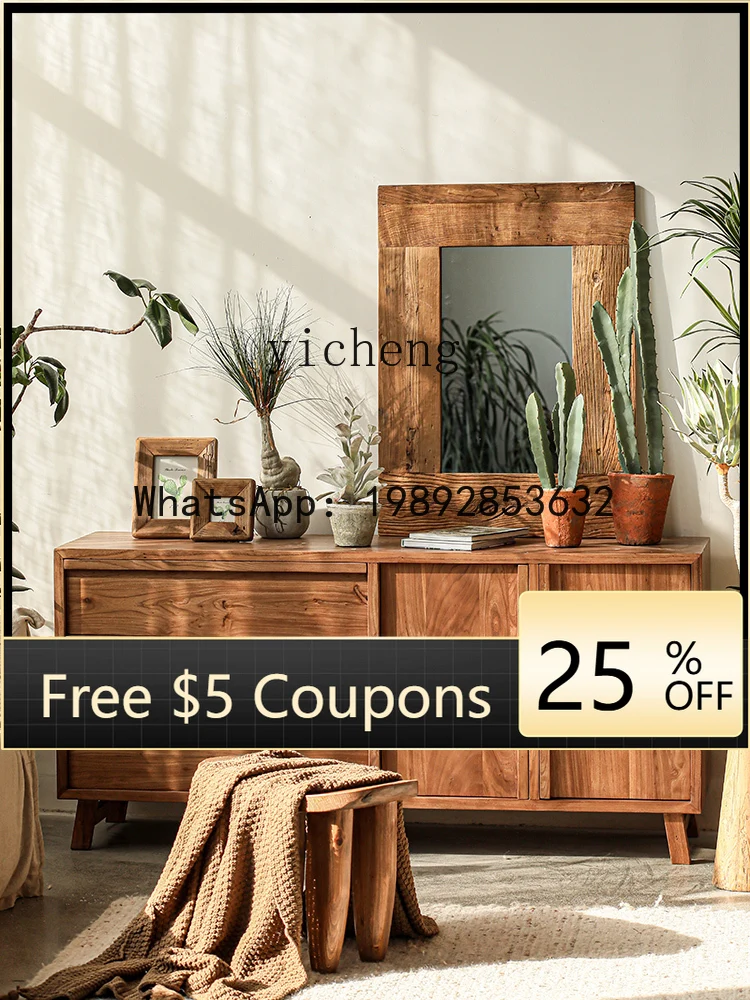 

CC Старый вяз из массива дерева, винтажный потертый высококачественный шкаф для хранения в гостиной