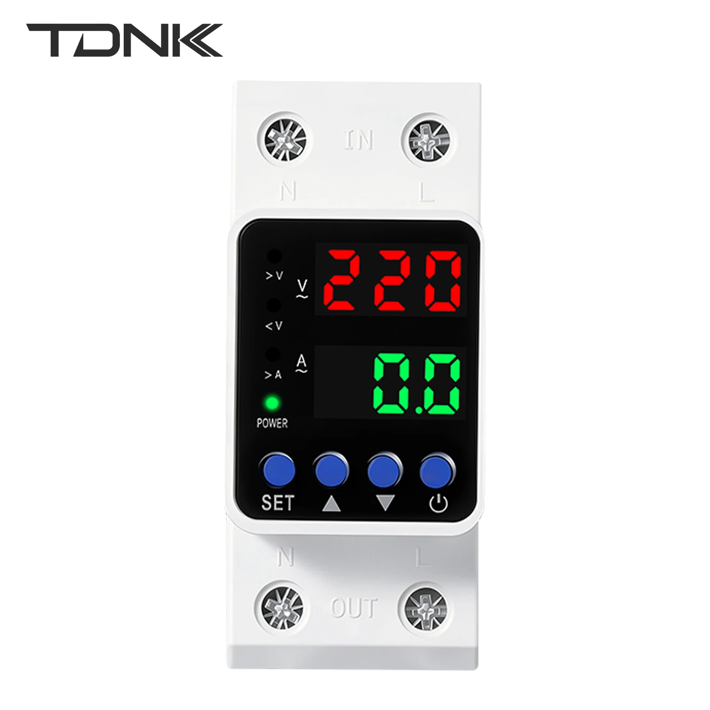 TDNK Din Rail 220V 40A/63A Adjustable Overvoltage Undervoltage Protector Digital Display Over Current Protection