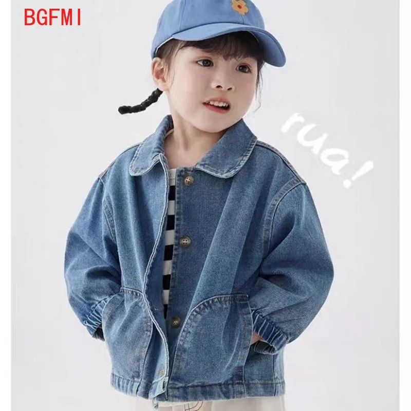 Boy Outerwear Pocket Coat Jacket Turn Down Collar Single Breasted Solid Cotton New Fashion Simple Cute Cool Spring Autumn Girls