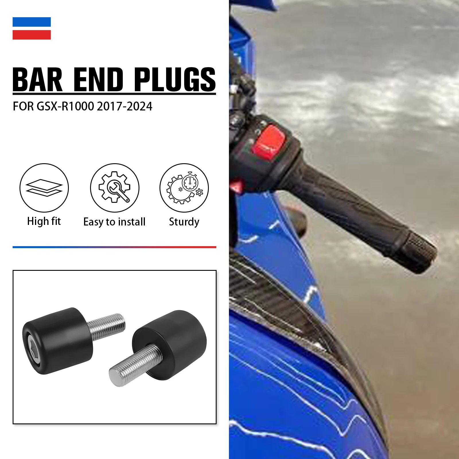 

For Suzuki GSX-R1000 GSXR 1000 GSXR1000 2017-2024 Motorcyc;e Handlebar Grips Ends Cap Plug Slider Counterweight Cover Accessory