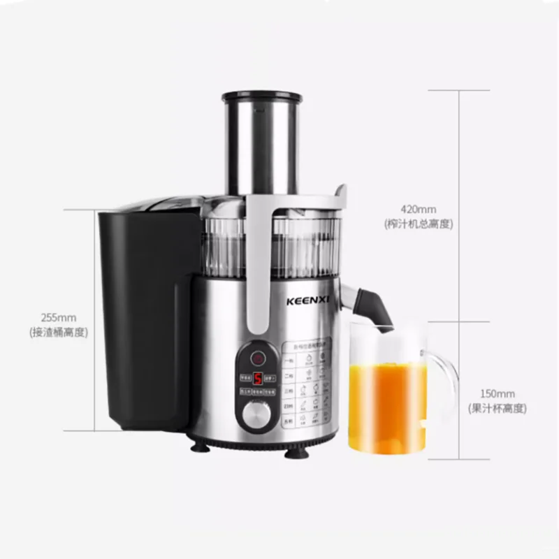 Sugarcane Juicer Electric Slow Juicer Fully Automatic Stainless Steel Filter Free Large Caliber Cold Press Fruit Extractor