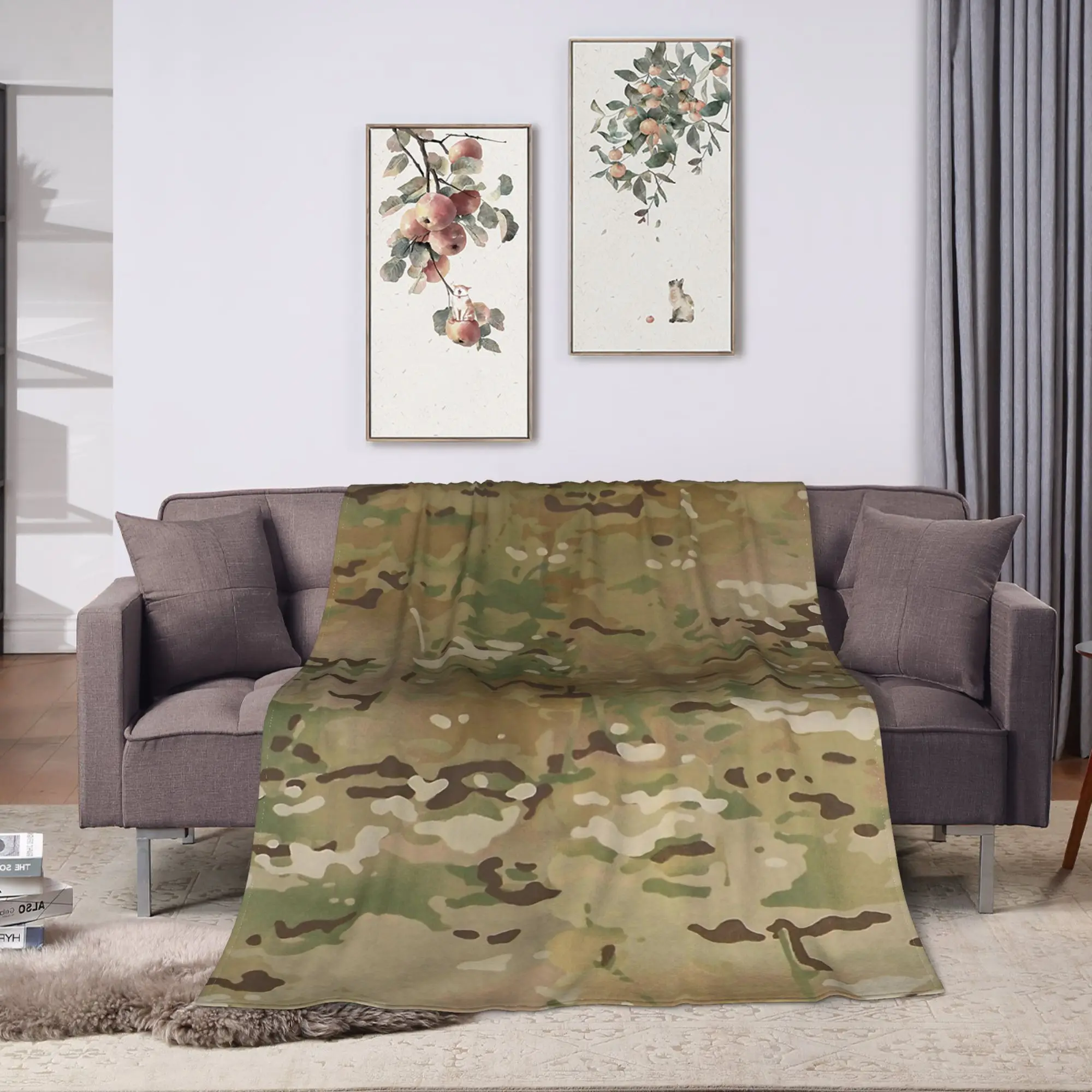 Superweiche Decke für Reisen, MultiCam, Camo, Tarnung, Überwurf, Decke, Flanell-Tagesdecke für Wohnzimmer, grafischer Sofabettbezug