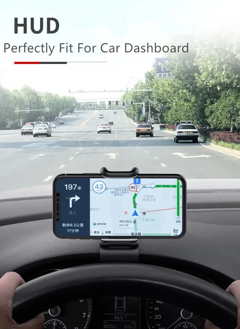 360 ° Drehbare Auto-Handyhalterung – Armaturenbretthalterung mit Federclip, keine Sichtblockierung für 6,7-Zoll-Smartphones, einfach zu installieren – Detail 1