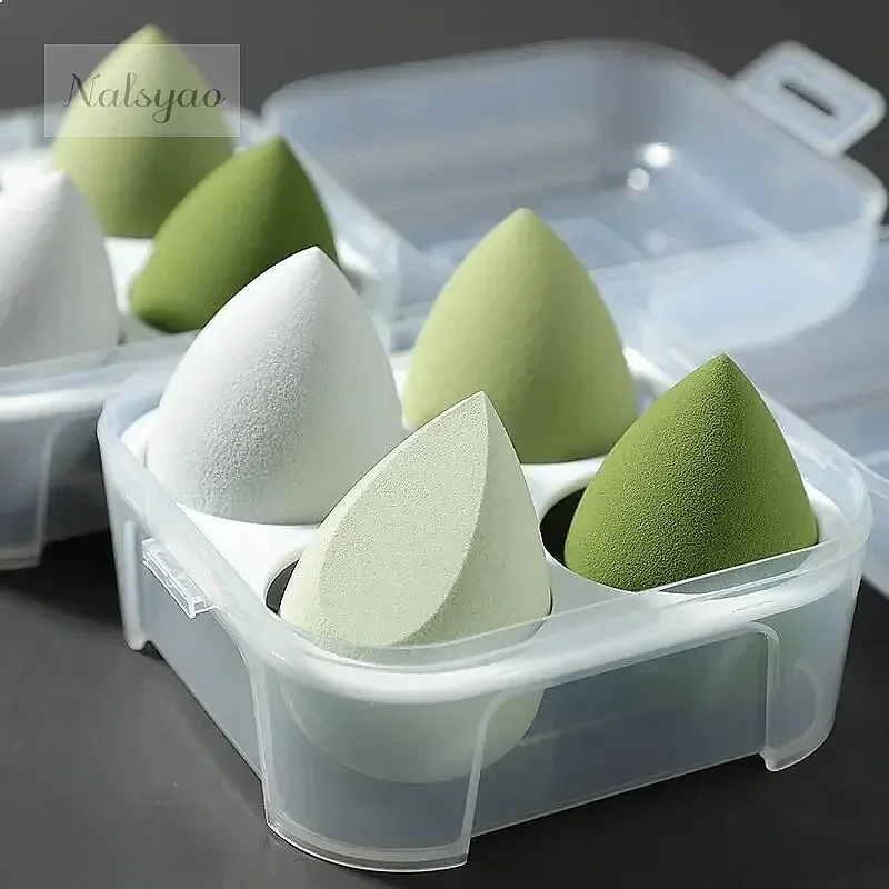 CNKESS 4PCS Dry Wet Dual Purpose Makeup Egg Puff Super Soft Sponge Blender Set with Box