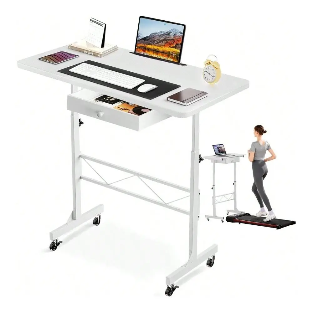 

Standing Desk Adjustable Height Small Computer Desk Mobile Portable Rolling Laptop Table With Wheels 32 Computer Workstation Si
