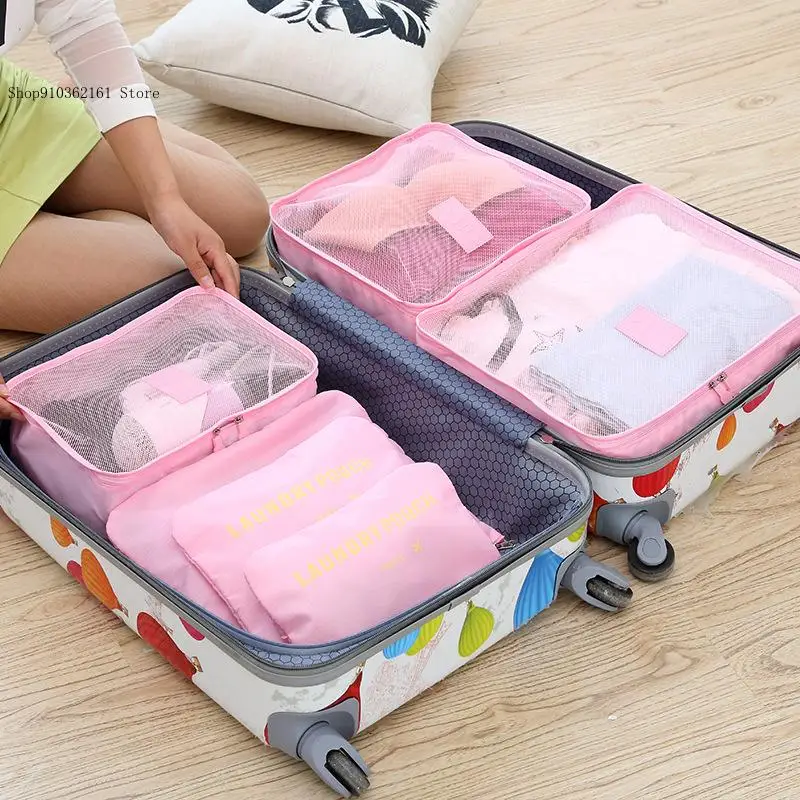 Travel Storage Bag Suit 6 Pcs Clothes Finishing Wardrobe Suitcase Bag Leather Shoes Packaging