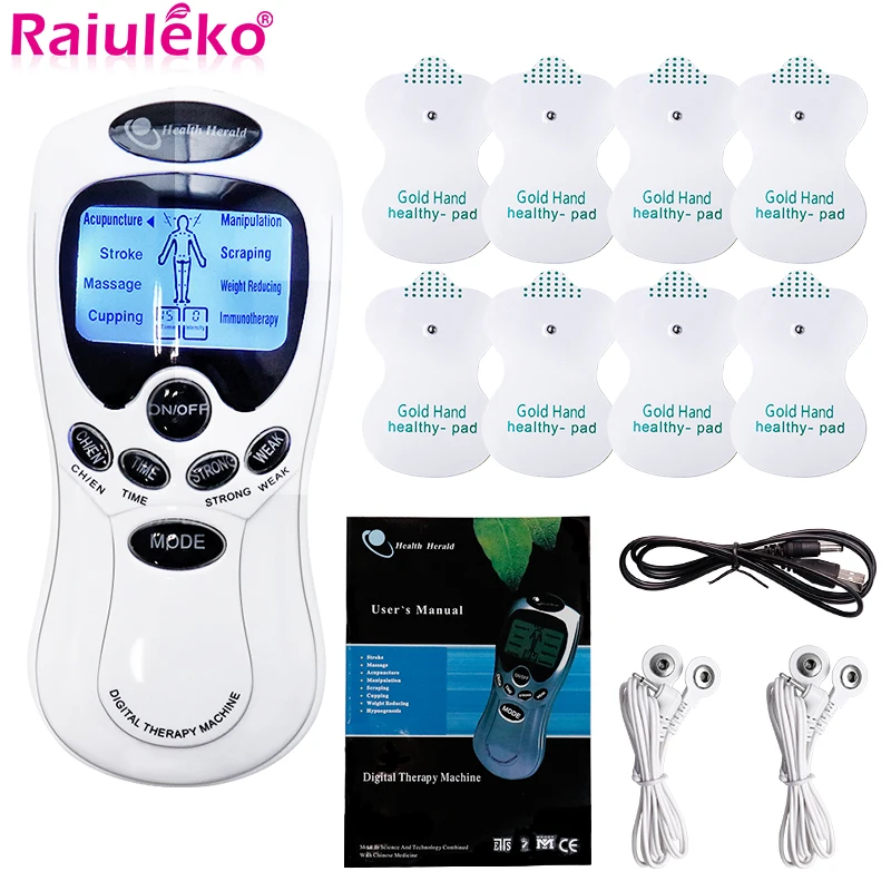 Dual Output Electric Tens Massage Instrument EMS Pulse Massager Acupuncture Electrical Muscle Stimulator for Neck Back Full Body