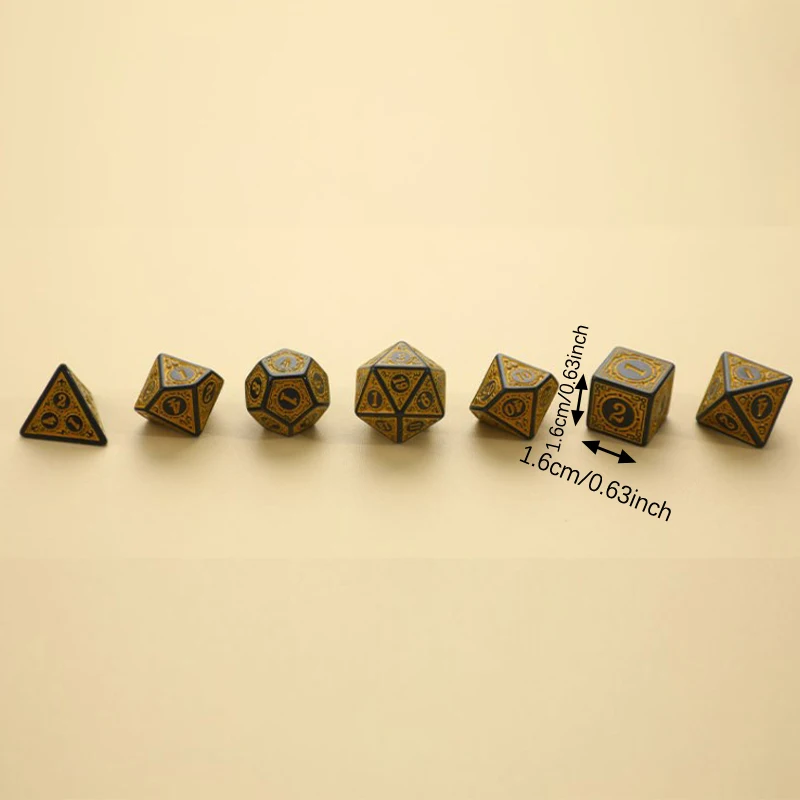 7 pz/set dadi modello intagliato antico poliedrico D4 D6 D8 D10 D % D12 D20 DND RPG gioco da tavolo digitale