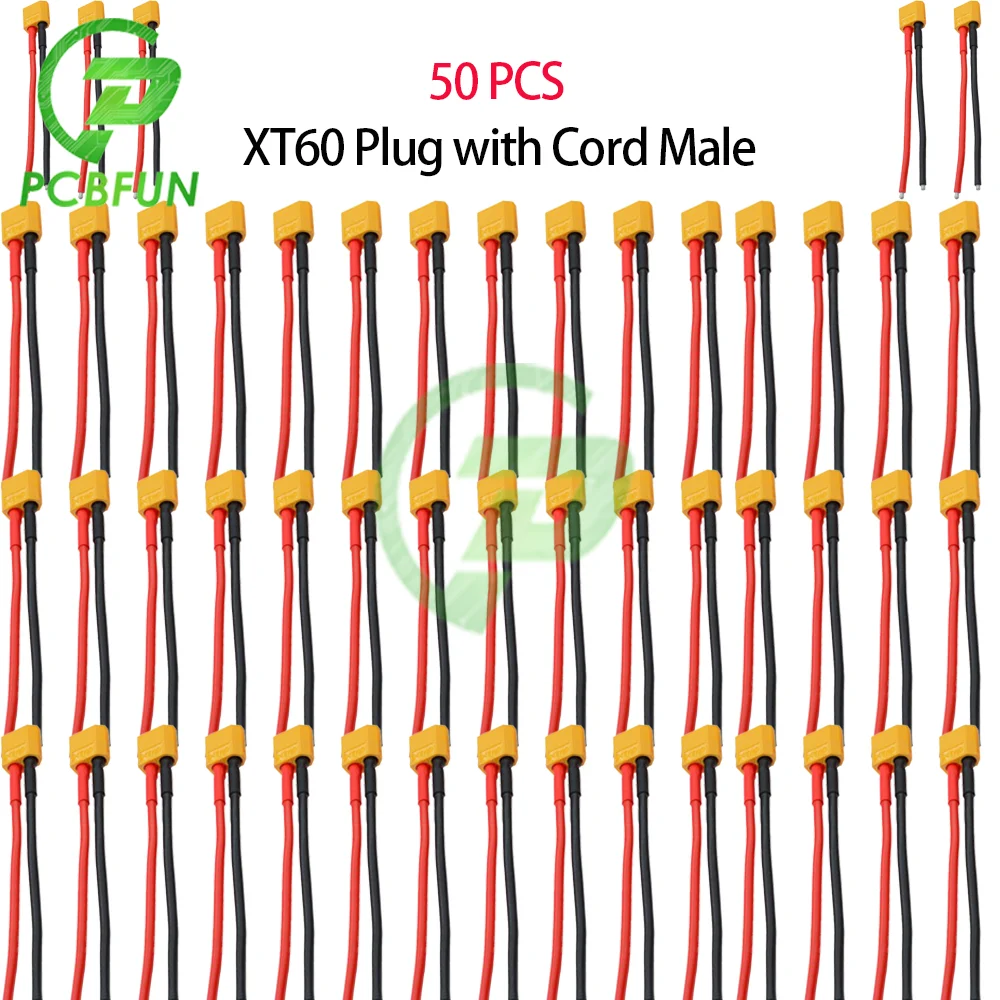 1-50Pcs XT60 Plug Male Connector with 14AWG Silicon Wire for RC Lipo Battery Cable Drone XT60 Pigtail