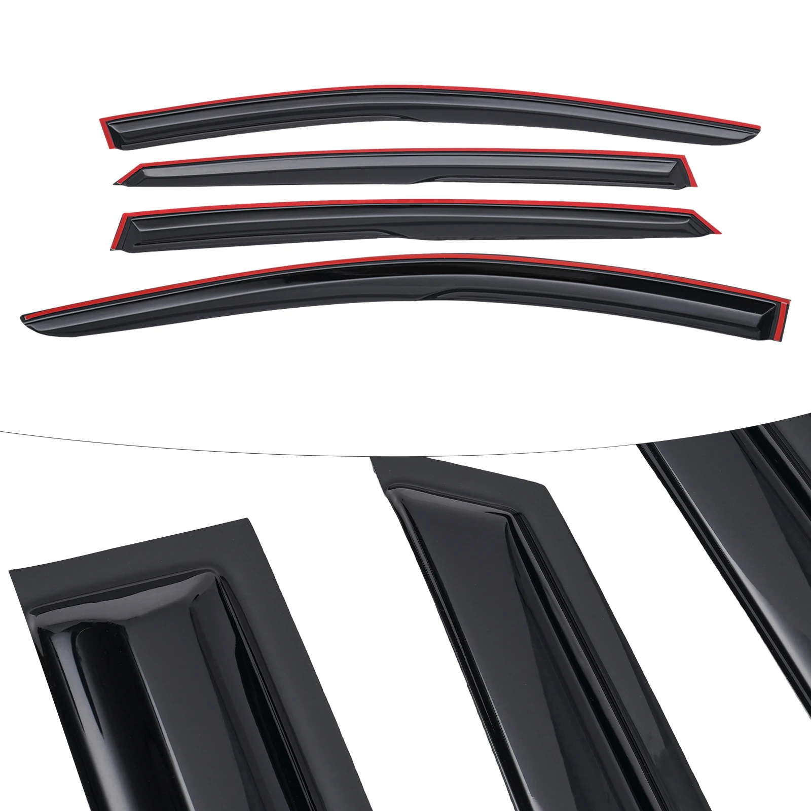 

For 2016 2017 2018 2019 2020 2021 Chevrolet Malibu 4pc Window Rain Guards High Quality Black