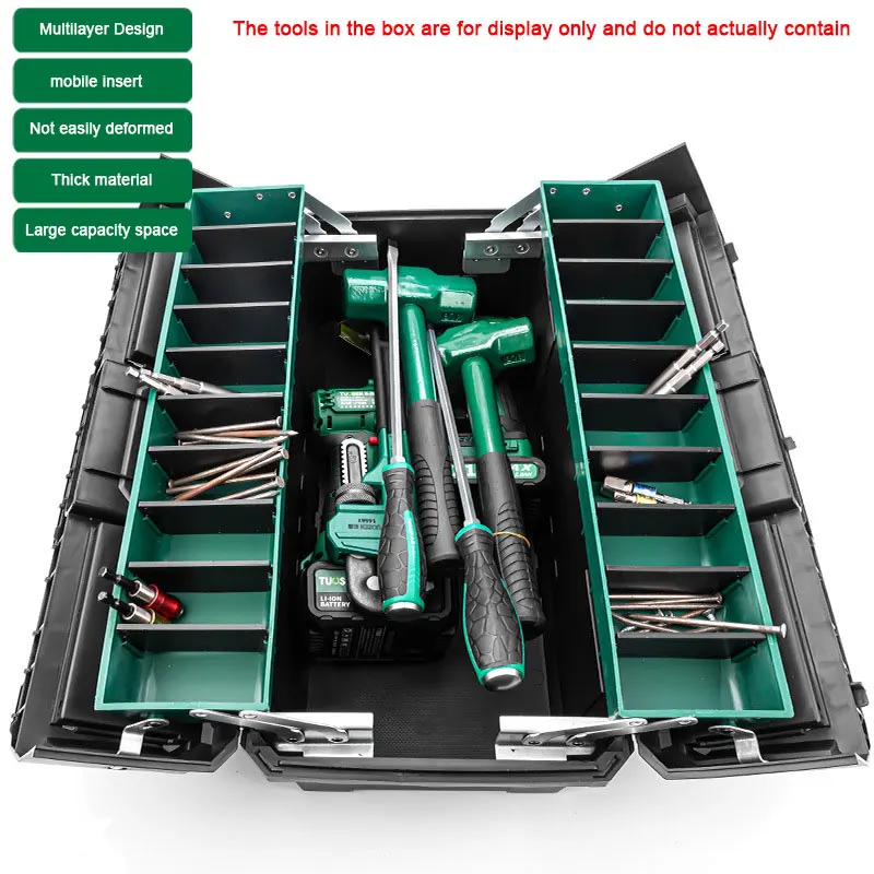 Tuosen Tool Box Profesional Hardware Tools Storage Three-layer Folding Portable Toolbox Complete Maintenance Household Boxes