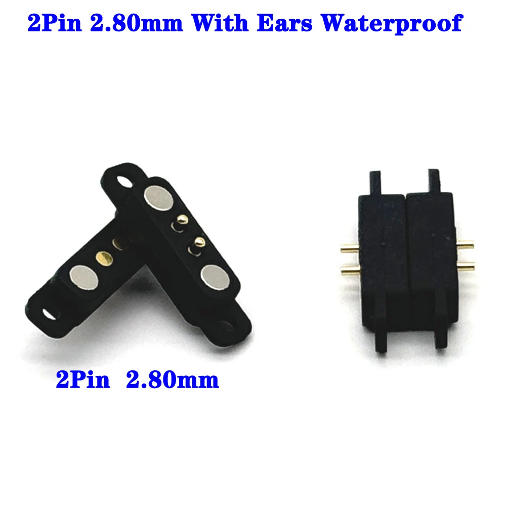 

2Pin With ears Waterproof DC Magnetic Pogo Pin Connector 1A Pogopin Male Female Spring Loaded DC Power Socket 2.8