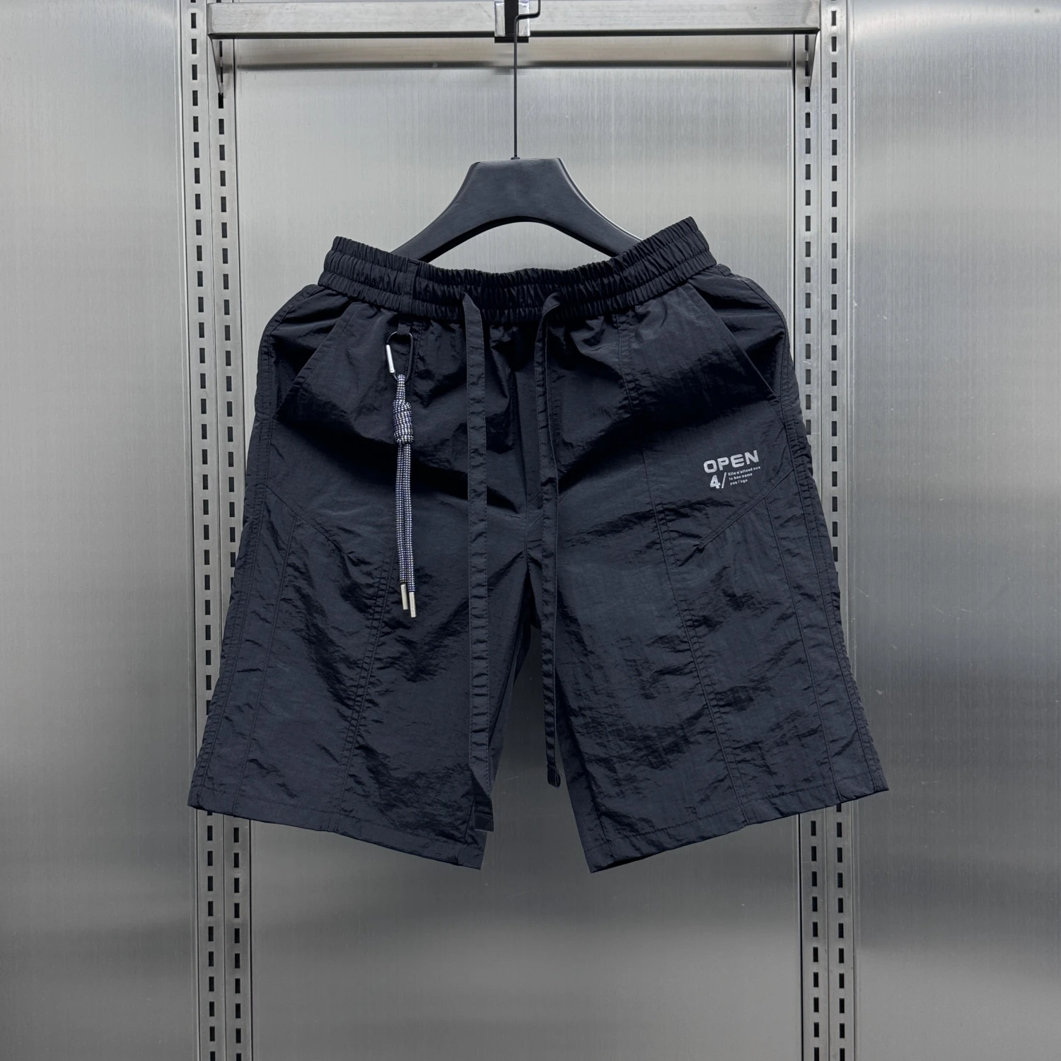 

Однотонные уличные брюки свободного кроя с прямыми штанинами для отдыха на пляже, модные спортивные шорты с эластичным поясом, трендовая модель средней длины