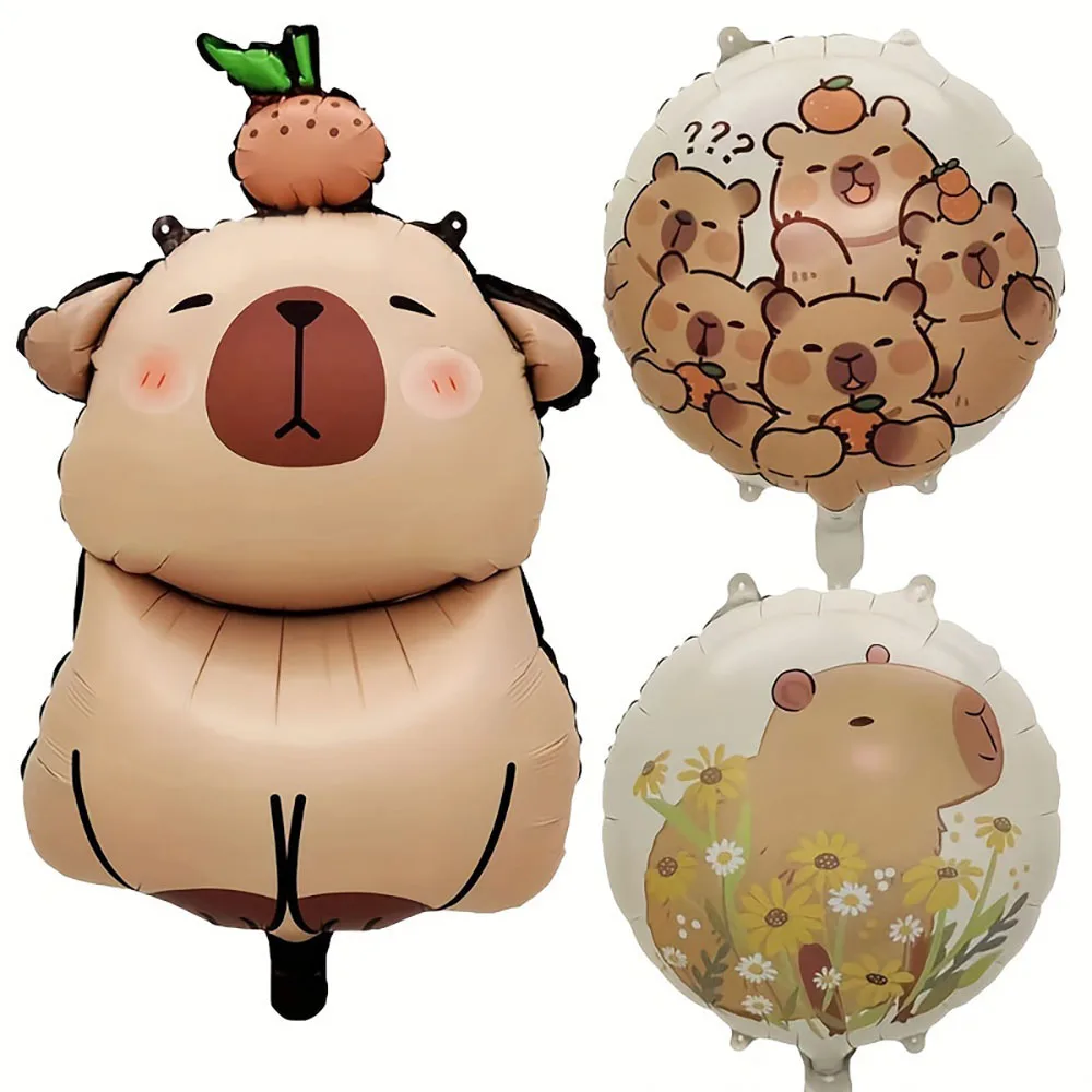 Kapibala Cartoon Animal Foil Balloon Set for Birthday Party Decoration Mixed Color Kapibala Theme Balloons