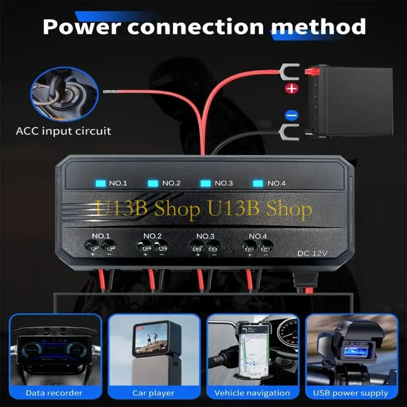 U13B Universal 12V Automotive Block 4 Circuit 20A Blade Holder Relays لأسلاك سيارة الدراجات النارية الأسلاك