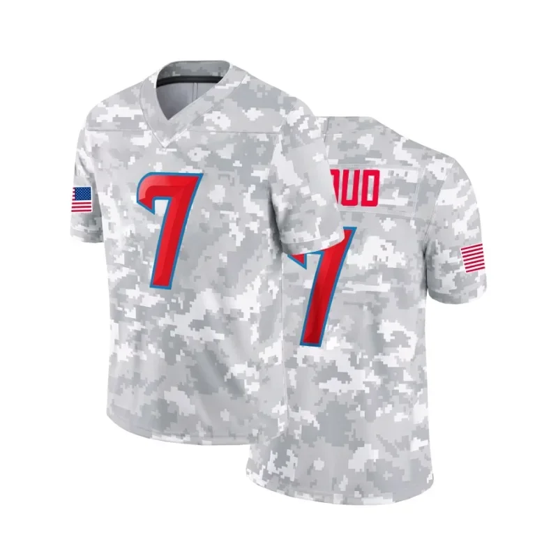 Hombres # 7 Camiseta de fútbol americano de camuflaje, Top deportivo bordado de Houston, camiseta de Rugby Texans transpirable para ropa informal para hombre