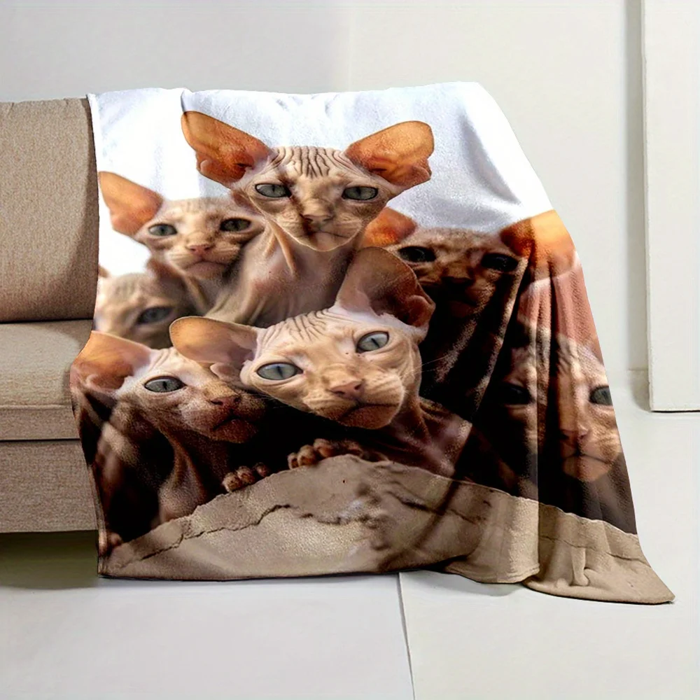 Hairless Cat Personality Pet Flannel Blanket, All-Season Warm and Cool Blanket