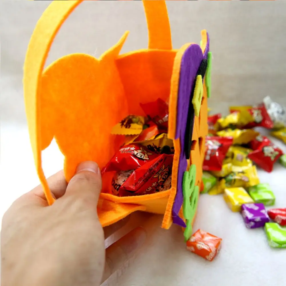 For Children Kids With Handle Halloween Decoration Trick Or Treat Non-woven Bag Gift Pouch Halloween Candy Bag Tote Bag