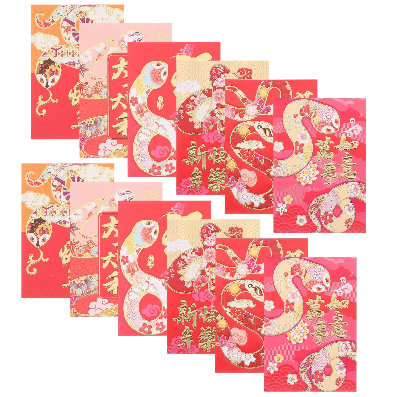

36Pcs Red Envelope 2025 Chinese Traditional Spring Festival Red Packet Snake Year New Year's Money Packaging Blessing Wholesale
