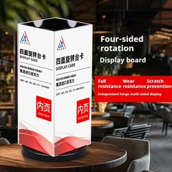 Acrylic Rotating Menu Display Stand 4-Sided Table Sign Holder A4 Size Table Card Rack for Price Tags and Promotions