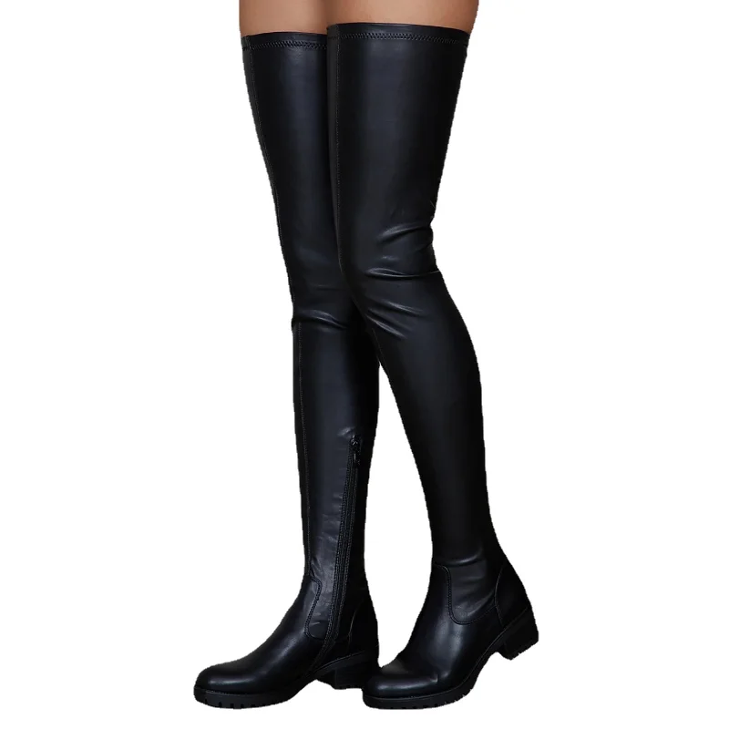 Autumn Winter 2023 Women\'s Over-the-knee Boots Side Zipper Skinny Red Sexy Nightclub Boots Womens Boots Black Red Plus Size 44