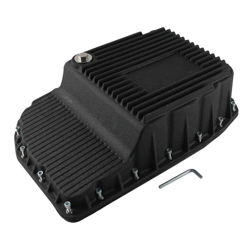 Cárter de aceite de transmisión de alta resistencia para GM 1500/Yukon/Avalanche 6L80 Sierra Chevrolet, aluminio plateado/negro rugoso, 2007-2021