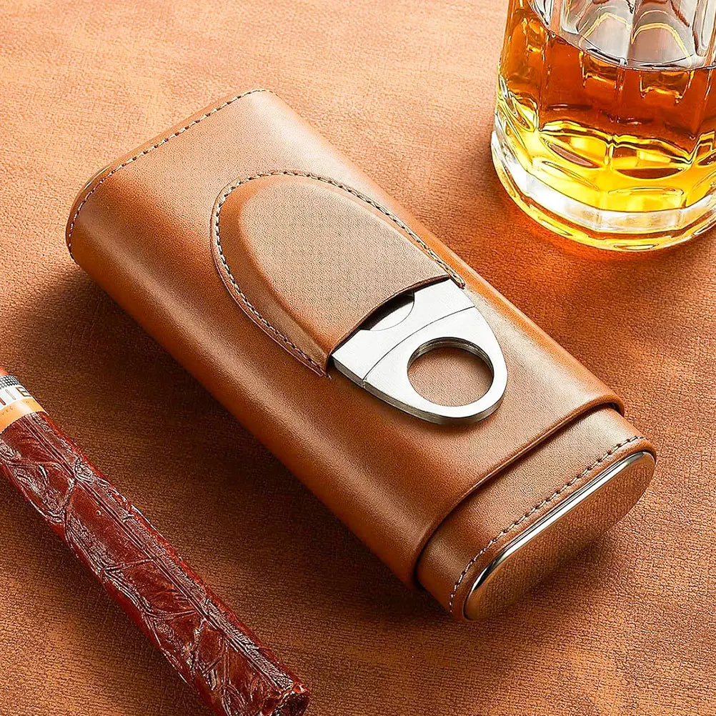 

3 шт., портативная портативная коробка из искусственной кожи большой емкости, держатель для хранения сигар, чехол для сигар, мужские аксессуары для сигар, чехол