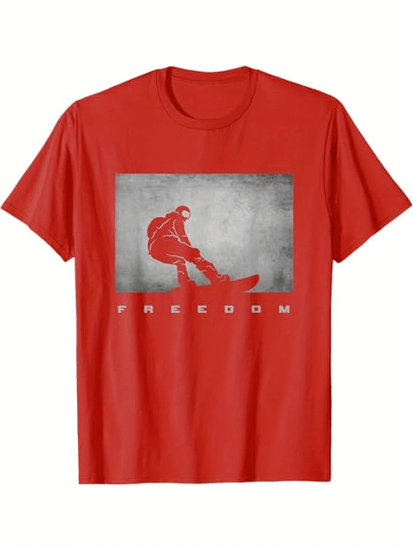 Snowboarder Graphic- 100% Breathable Short Sleeve Tee with Snowboarder Silhouette & FREEDOM Print