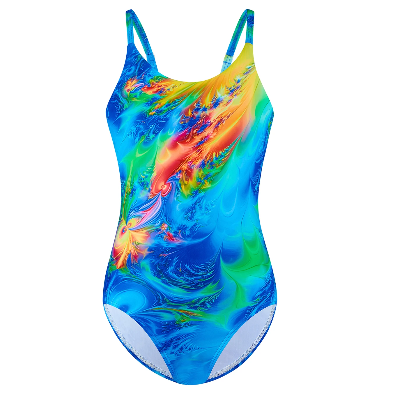 

One-Piece Swimwear Kids Girl Allover Colorful Print Swimsuit Bikini Cut Bottom Sleeveless Beach Pool Toddler 2025 Summer Romper