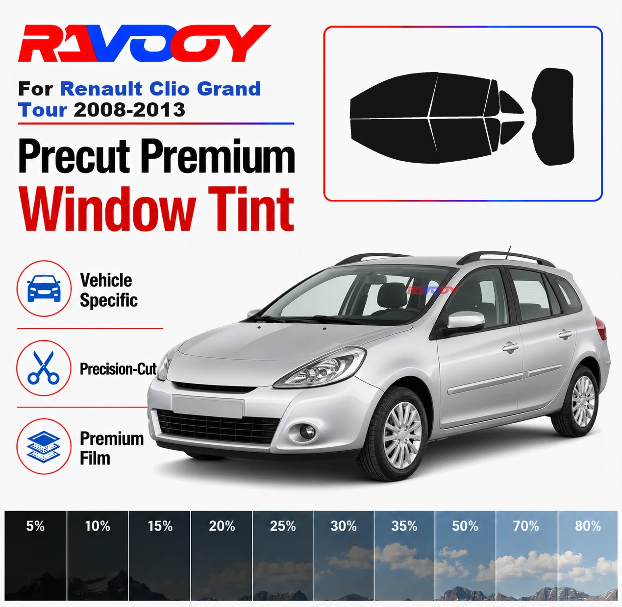 Privacy Screen Protector - Premium Precut Window Tint Kit Front