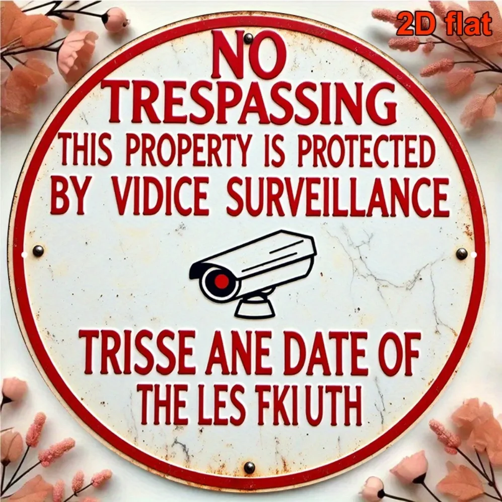 

Табличка безопасности | Графическая камера наблюдения красного/черного/белого цвета | Всепогодный уличный декор для собственности, гаража и