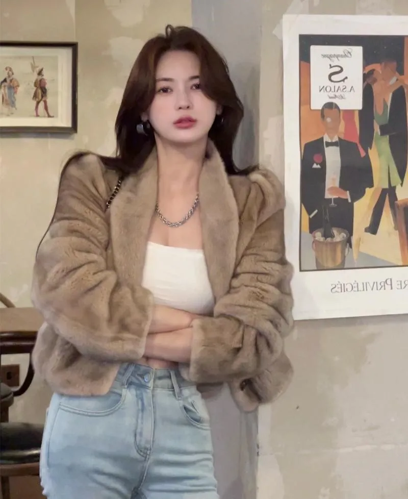 Manteau Long en fausse fourrure pour femme, gilet bombardier pour fille de danse, Harajuku, Patch surdimensionné double face rayé contrasté moelleux