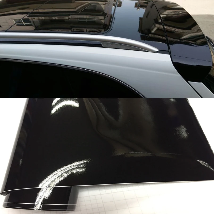 58 سنتيمتر عرض أسود لامع الفينيل فيلم لمعان سيارة التفاف احباط ملصق مع فقاعة الهواء الحرة دراجة نارية سيارة التفاف اكسسوارات السيارات #1