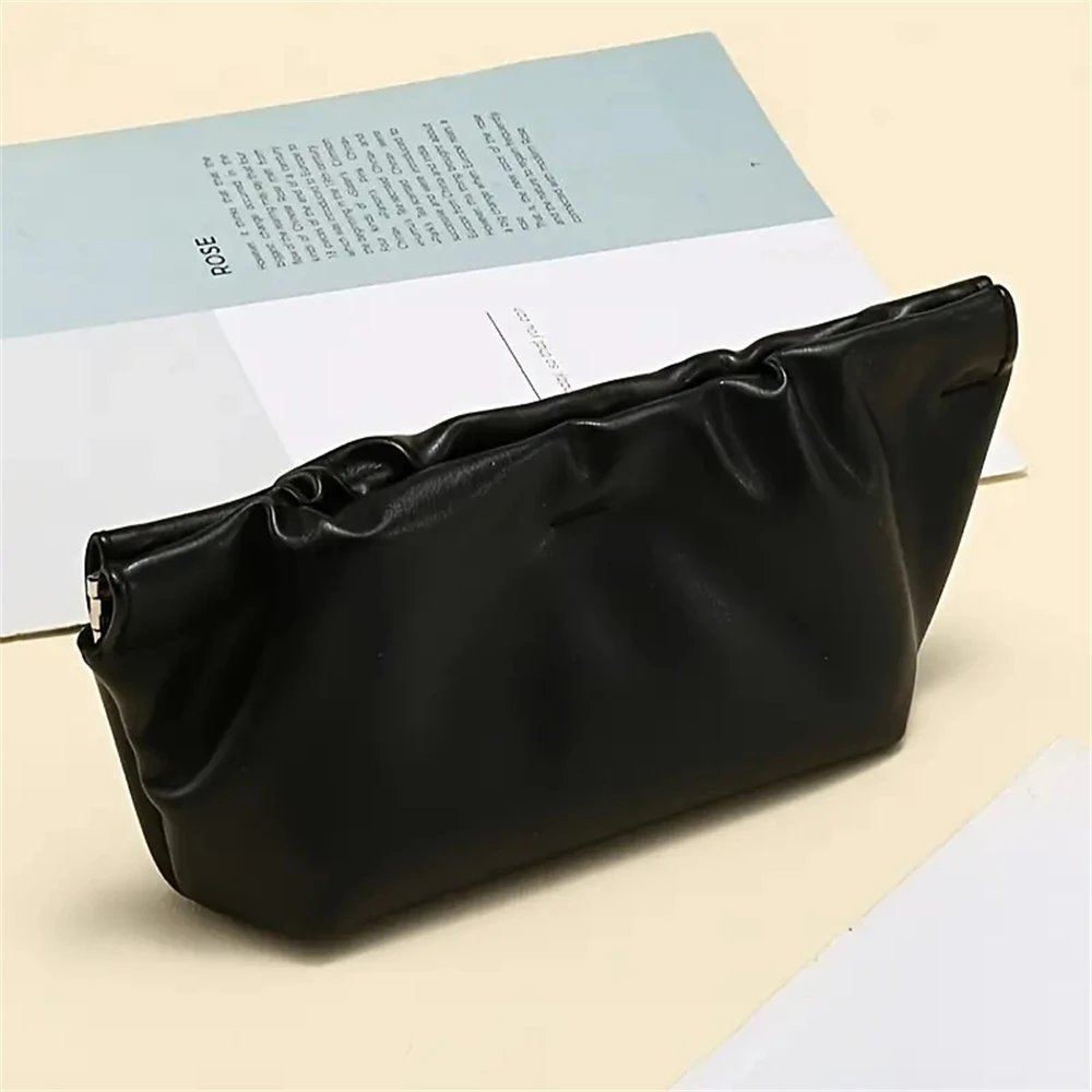 1pcs Portable Leather Spring Glasses Bag Sunglasses Bag Sunglasses Storage Cloud Bag Multifunctional Pu Carry Bag Black White