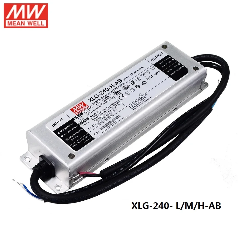 

MEANWELL XLG-240-M-AB O/P +90~171V1400mA Constant Power Mode LED lighting Driver AC-DC water proof IP67 3 in 1 dimming PFC