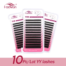 5/10 PCS Fadvan YY Shape Black Eyelashes Extensions Two Tip Lashes Premade Fan Lashes Faux Mink YY Lashes