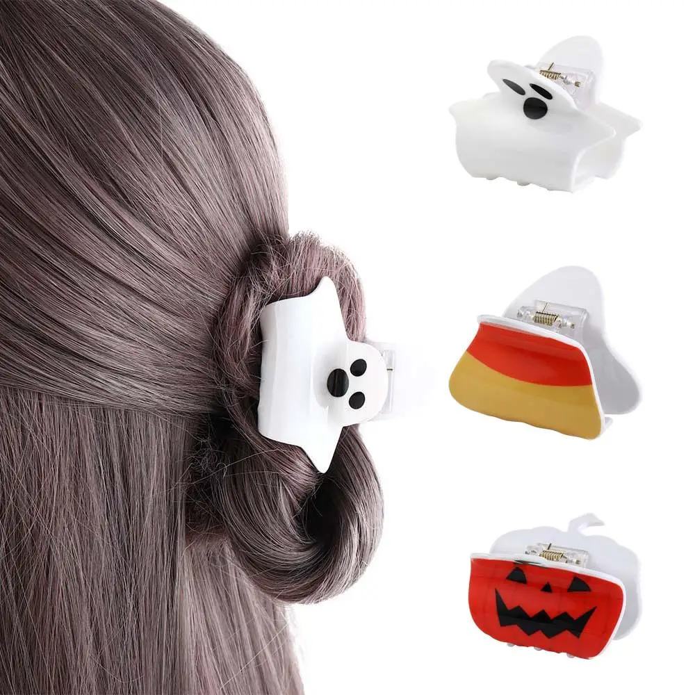 

Creative Halloween Pumpkin Hair Claw Pumpkin Korean Style Ghost Claw Clip Acrylic Shark Clip Pumpkin Crab Clip Holiday