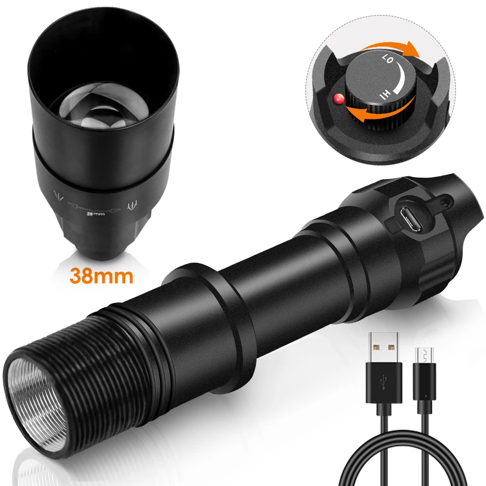 

UniqueFire 1605 T38 IR 940NM LED Hunting Flashlight illuminator Light Night Vision Zoom USB Rechargeable Torch Brightness 5%-90%