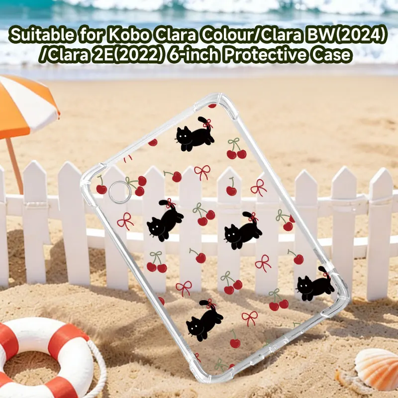 Transparent e-reader case with colorful design for Kindle/Kobo e-readers,compatible with Kindle 10/11/12,for Kobo Clara Color