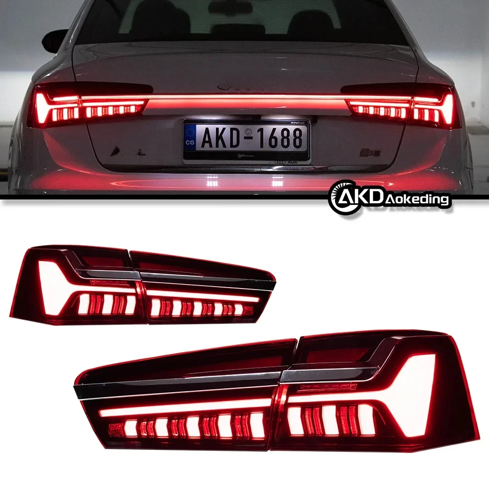 For  Audi A6 C7 12-15 years through the tail light assembly modified C8 LED running water turning marquee